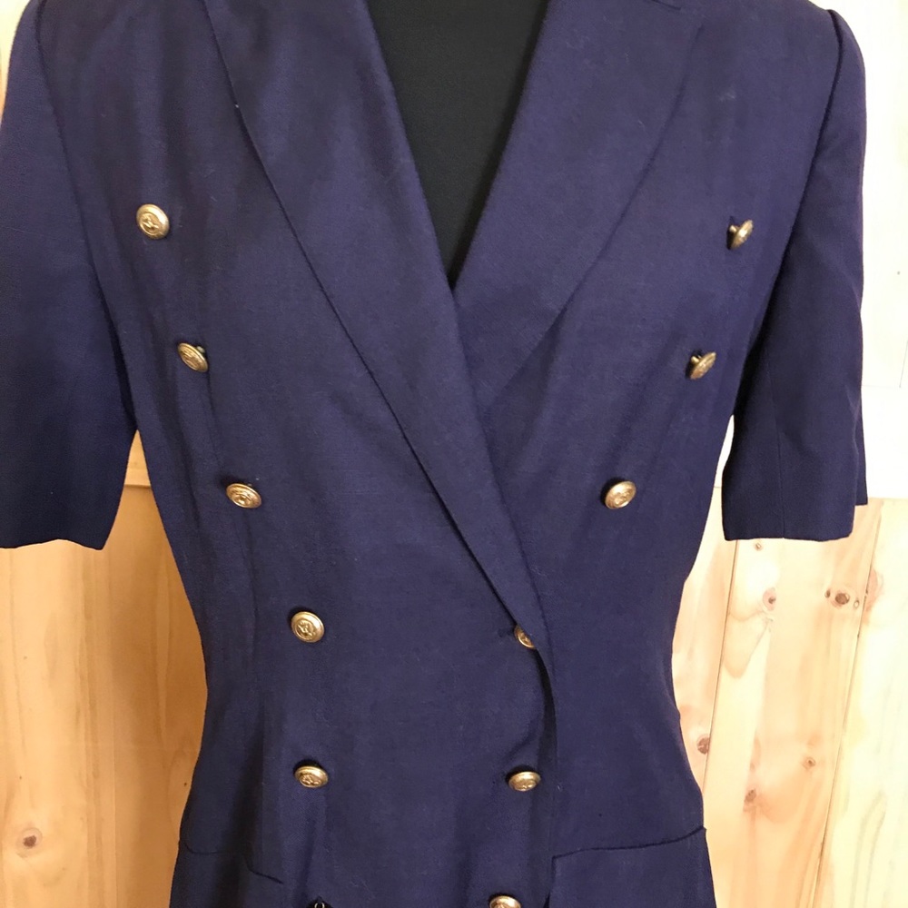 Vintage Double Breasted Navy Albert Nipon Dress - image 5